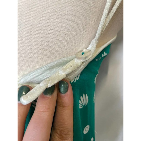 Vintage Swimsuit DeWeese Designs Green Cream Shell One Piece Large Dress F - Picture 3 of 4